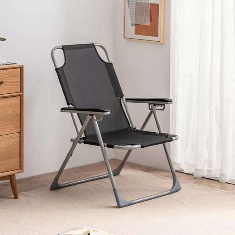 Contemporary Metal Indoor Ergonimic Recliner Position Lock Standard Linen Blend Deck Chair Black Clearhalo 'Chairs & Seating' 'furn' 'furn_recliners' 'Furniture' 'Living Room Furniture' 'Recliners' 7792413