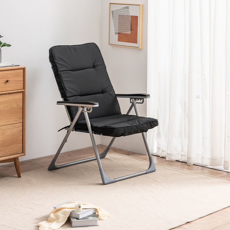 Contemporary Metal Indoor Ergonimic Recliner Position Lock Standard Linen Blend Recliner & Cushion Black Clearhalo 'Chairs & Seating' 'furn' 'furn_recliners' 'Furniture' 'Living Room Furniture' 'Recliners' 7792414