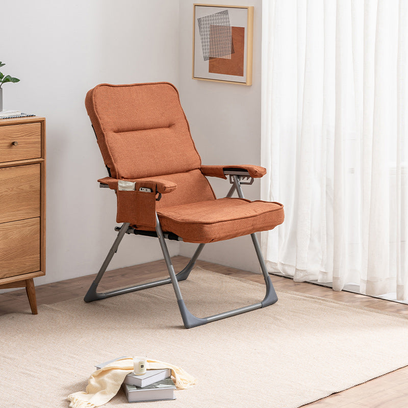 Contemporary Metal Indoor Ergonimic Recliner Position Lock Standard Linen Blend Recliner & Cushion Ginger Clearhalo 'Chairs & Seating' 'furn' 'furn_recliners' 'Furniture' 'Living Room Furniture' 'Recliners' 7792422