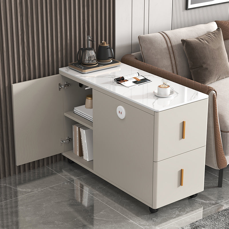 Contemporary Rectangle Sofa Side Accent Table with 2 Drawers Clearhalo 'Coffee & Accent Tables' 'End & Side Tables' 'end_side_tables' 'furn' 'furn_end_side_tables' 'Furniture' 'Living Room Furniture' 7792514