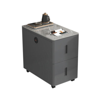 Contemporary Rectangle Sofa Side Accent Table with 2 Drawers Grey 1 Clearhalo 'Coffee & Accent Tables' 'End & Side Tables' 'end_side_tables' 'furn' 'furn_end_side_tables' 'Furniture' 'Living Room Furniture' 7792516