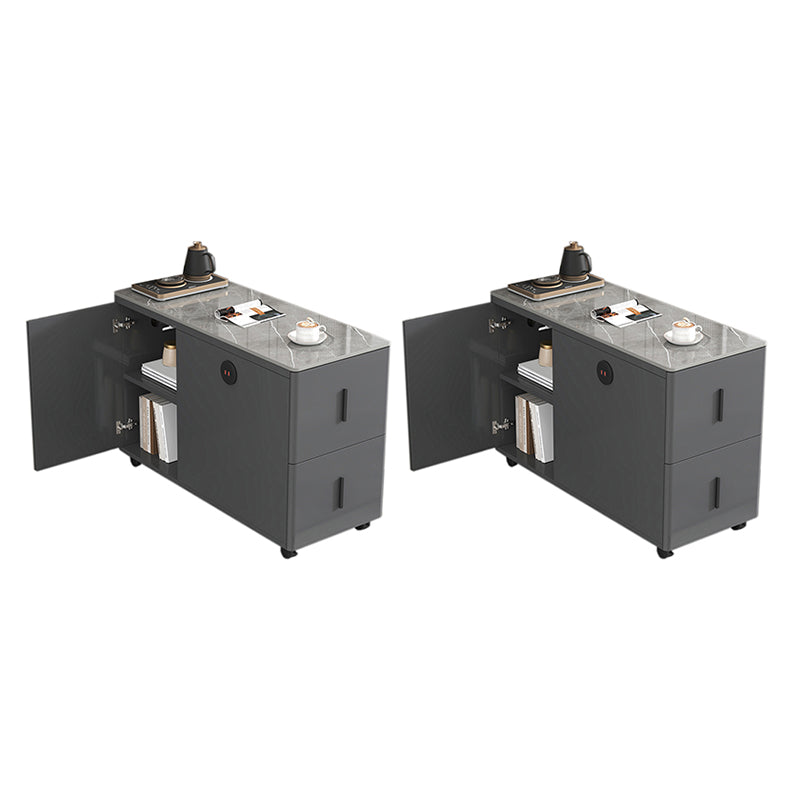 Contemporary Rectangle Sofa Side Accent Table with 2 Drawers Grey 2 Clearhalo 'Coffee & Accent Tables' 'End & Side Tables' 'end_side_tables' 'furn' 'furn_end_side_tables' 'Furniture' 'Living Room Furniture' 7792521