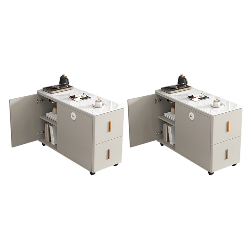 Contemporary Rectangle Sofa Side Accent Table with 2 Drawers White 2 Clearhalo 'Coffee & Accent Tables' 'End & Side Tables' 'end_side_tables' 'furn' 'furn_end_side_tables' 'Furniture' 'Living Room Furniture' 7792522