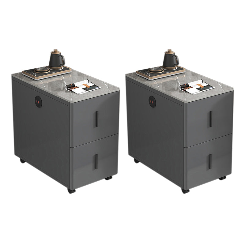 Contemporary Rectangle Sofa Side Accent Table with 2 Drawers Grey 2 Clearhalo 'Coffee & Accent Tables' 'End & Side Tables' 'end_side_tables' 'furn' 'furn_end_side_tables' 'Furniture' 'Living Room Furniture' 7792524