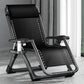 Contemporary Single Ergonimic Recliner with Legs and Pillow Metal Solid Color Deck Chair 28"L x 71"W x 16"H Black Clearhalo 'Chairs & Seating' 'furn' 'furn_recliners' 'Furniture' 'Living Room Furniture' 'Recliners' 7792702