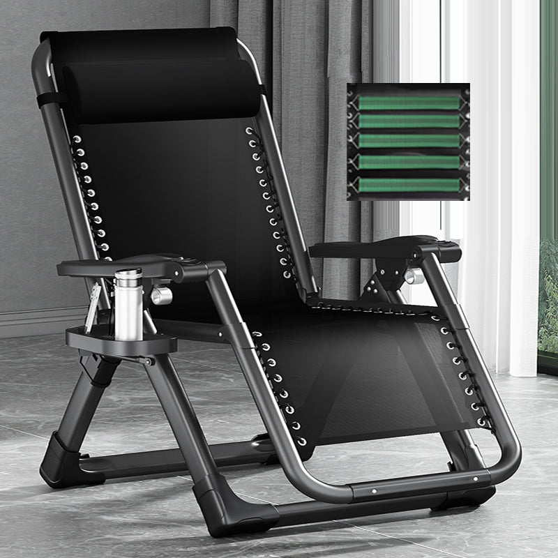 Contemporary Single Ergonimic Recliner with Legs and Pillow Metal Solid Color Rocking Chair & Impregnated Bandage 28"L x 71"W x 16"H Black Clearhalo 'Chairs & Seating' 'furn' 'furn_recliners' 'Furniture' 'Living Room Furniture' 'Recliners' 7792706