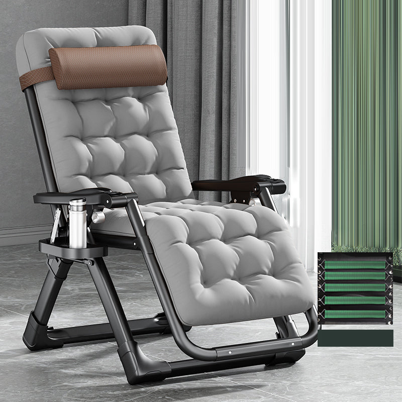Contemporary Single Ergonimic Recliner with Legs and Pillow Metal Solid Color Recliner & Impregnated Bandage & Grey Cotton Mat 26"L x 71"W x 16"H Dark Brown Clearhalo 'Chairs & Seating' 'furn' 'furn_recliners' 'Furniture' 'Living Room Furniture' 'Recliners' 7792719