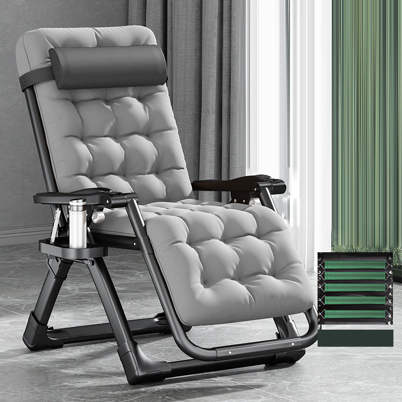 Contemporary Single Ergonimic Recliner with Legs and Pillow Metal Solid Color Recliner & Impregnated Bandage & Grey Cotton Mat 26"L x 71"W x 16"H Yellow-Brown Clearhalo 'Chairs & Seating' 'furn' 'furn_recliners' 'Furniture' 'Living Room Furniture' 'Recliners' 7792720