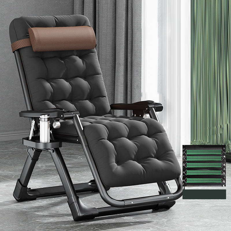 Contemporary Single Ergonimic Recliner with Legs and Pillow Metal Solid Color Recliner & Impregnated Bandage & Black Cotton Mat 26"L x 71"W x 16"H Clearhalo 'Chairs & Seating' 'furn' 'furn_recliners' 'Furniture' 'Living Room Furniture' 'Recliners' 7792723