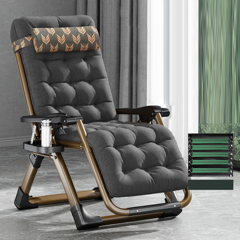 Contemporary Single Ergonimic Recliner with Legs and Pillow Metal Solid Color Recliner & Impregnated Bandage & Black Cotton Mat 26"L x 71"W x 16"H Tan Clearhalo 'Chairs & Seating' 'furn' 'furn_recliners' 'Furniture' 'Living Room Furniture' 'Recliners' 7792724