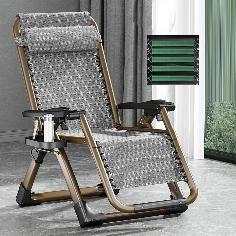 Contemporary Single Ergonimic Recliner with Legs and Pillow Metal Solid Color Rocking Chair & Impregnated Bandage 26"L x 71"W x 16"H Grey Clearhalo 'Chairs & Seating' 'furn' 'furn_recliners' 'Furniture' 'Living Room Furniture' 'Recliners' 7792729