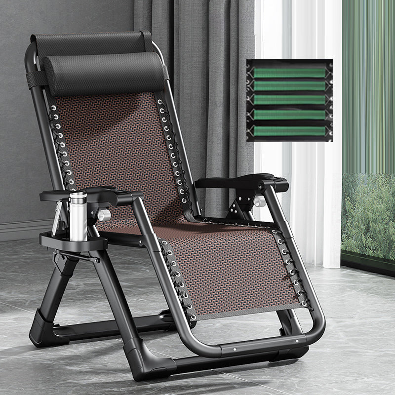 Contemporary Single Ergonimic Recliner with Legs and Pillow Metal Solid Color Rocking Chair & Impregnated Bandage 26"L x 71"W x 16"H Dark Brown Clearhalo 'Chairs & Seating' 'furn' 'furn_recliners' 'Furniture' 'Living Room Furniture' 'Recliners' 7792730