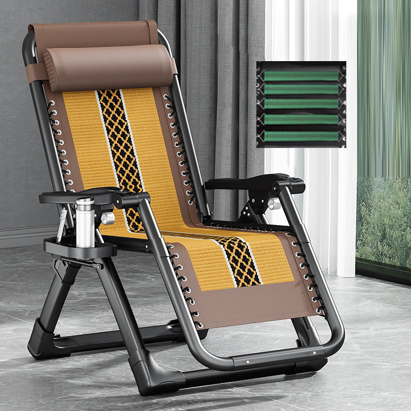 Contemporary Single Ergonimic Recliner with Legs and Pillow Metal Solid Color Rocking Chair & Impregnated Bandage 26"L x 71"W x 16"H Yellow-Brown Clearhalo 'Chairs & Seating' 'furn' 'furn_recliners' 'Furniture' 'Living Room Furniture' 'Recliners' 7792731