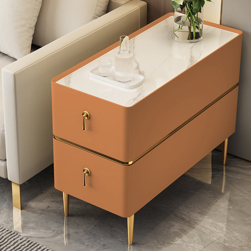 Tavolo accento lato divano contemporaneo con 2 cassetti e 4 gambe