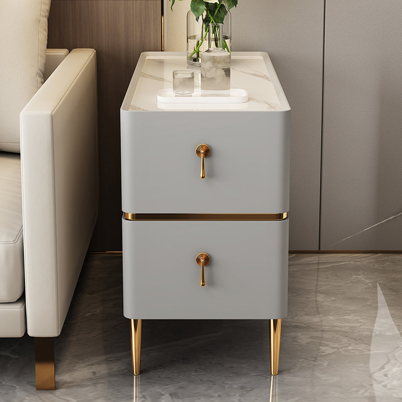 Tavolo accento lato divano contemporaneo con 2 cassetti e 4 gambe