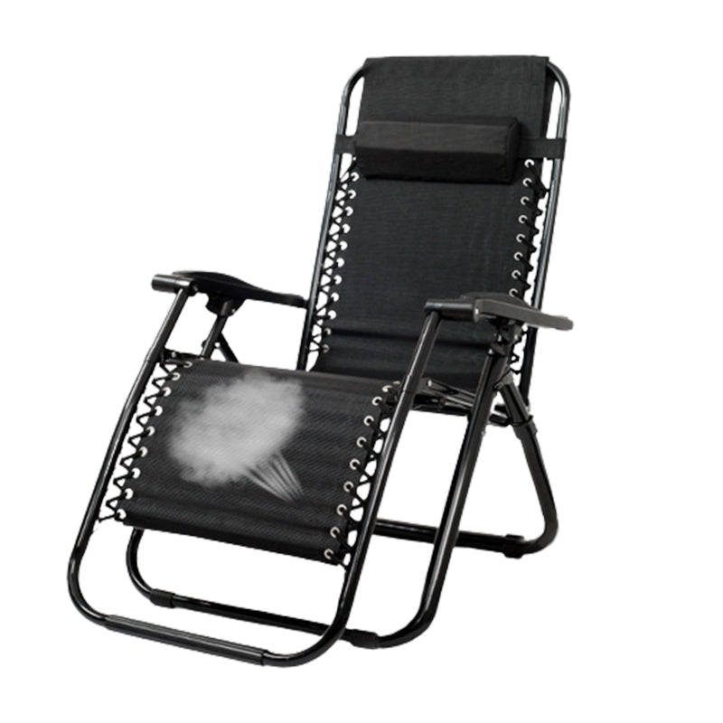 Metal Single Ergonimic Recliner with Arm Contemporary Standard (No Motion) Deck Chair Black Clearhalo 'Chairs & Seating' 'furn' 'furn_recliners' 'Furniture' 'Living Room Furniture' 'Recliners' 7792851