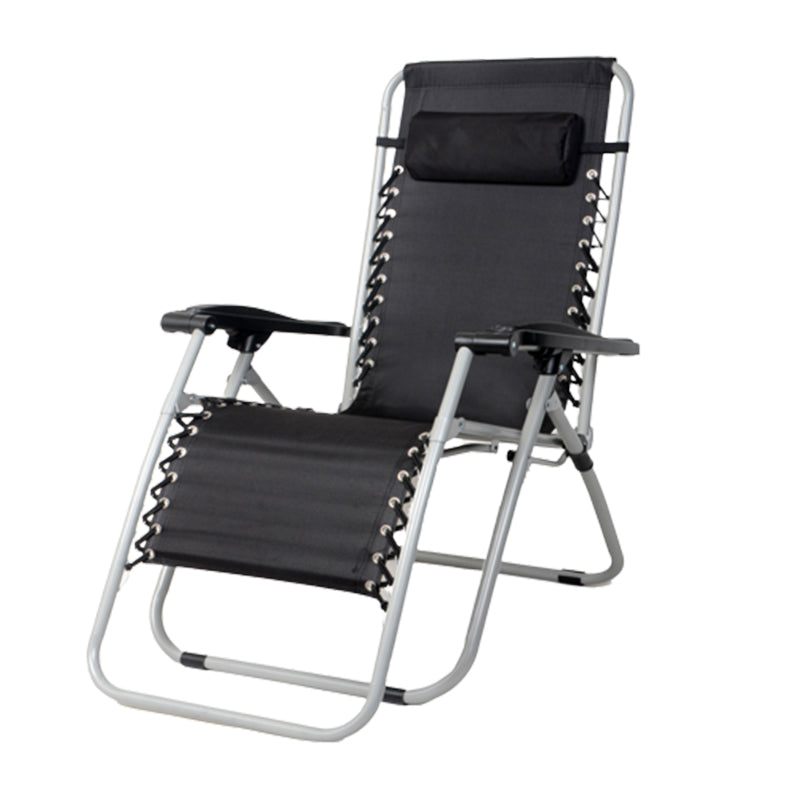 Metal Single Ergonimic Recliner with Arm Contemporary Standard (No Motion) Deck Chair Silver Black Clearhalo 'Chairs & Seating' 'furn' 'furn_recliners' 'Furniture' 'Living Room Furniture' 'Recliners' 7792854