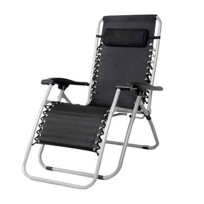 Metal Single Ergonimic Recliner with Arm Contemporary Standard (No Motion) Deck Chair Silver Black Clearhalo 'Chairs & Seating' 'furn' 'furn_recliners' 'Furniture' 'Living Room Furniture' 'Recliners' 7792854