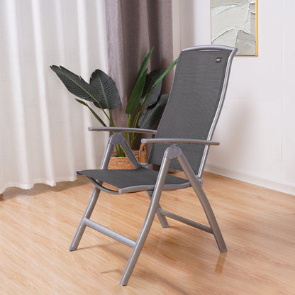 Sedia reclinabile al coperto di metallo contemporaneo con braccia e blocco della posizione