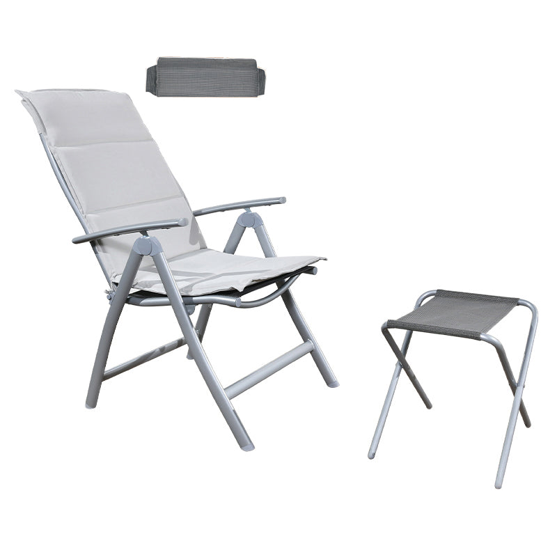 Sedia reclinabile al coperto di metallo contemporaneo con braccia e blocco della posizione