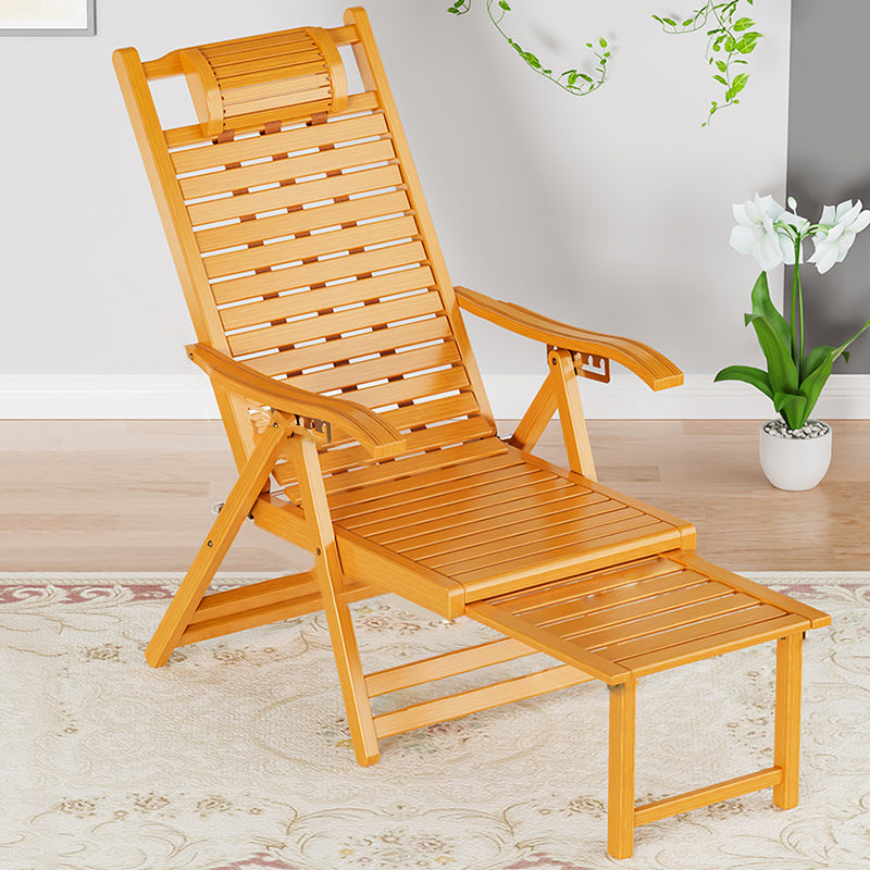 Contemporary Recliner Chair with Arms and Legs Position Lock Chair Deck Chair with Ottoman Wood Clearhalo 'Chairs & Seating' 'furn' 'furn_recliners' 'Furniture' 'Living Room Furniture' 'Recliners' 7792974