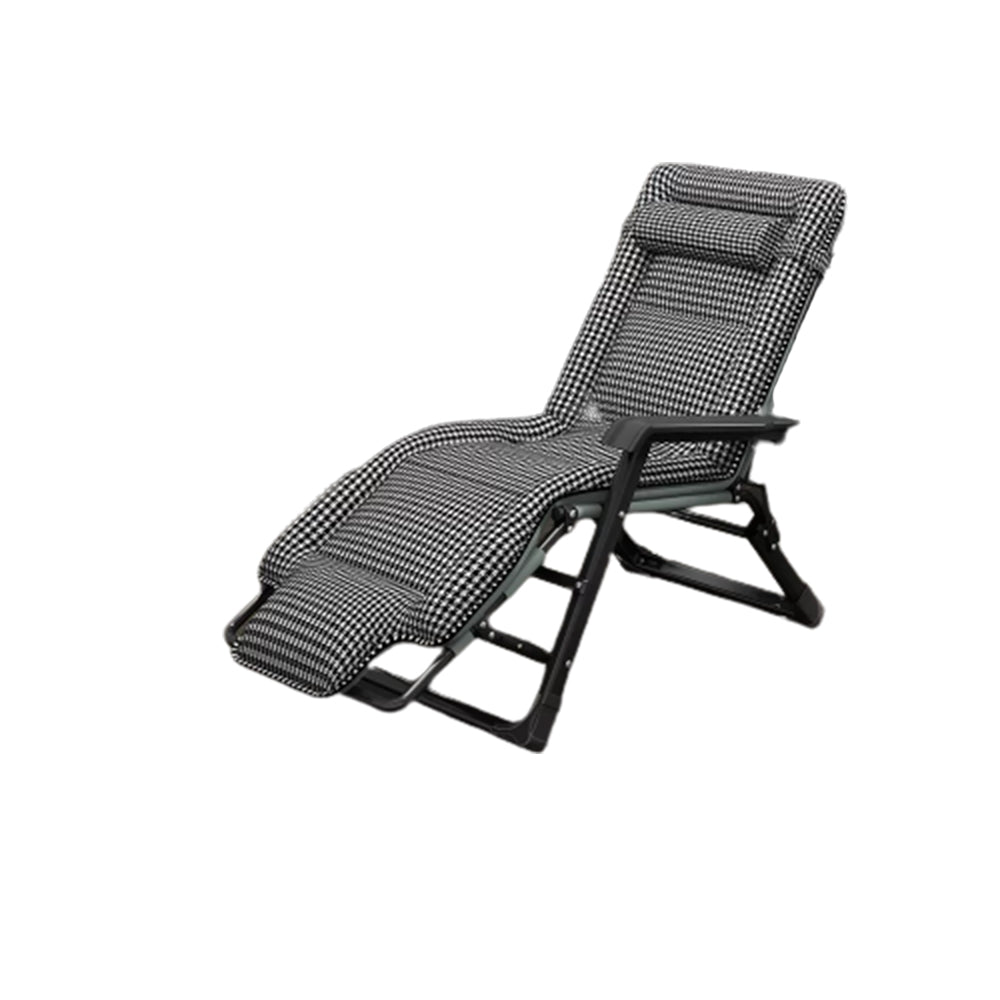 Ergonimic Recliner in Contemporary Black Metal Base with Tufted Back Deck Chair Houndstooth pattern Clearhalo 'Chairs & Seating' 'furn' 'furn_recliners' 'Furniture' 'Living Room Furniture' 'Recliners' 7793130