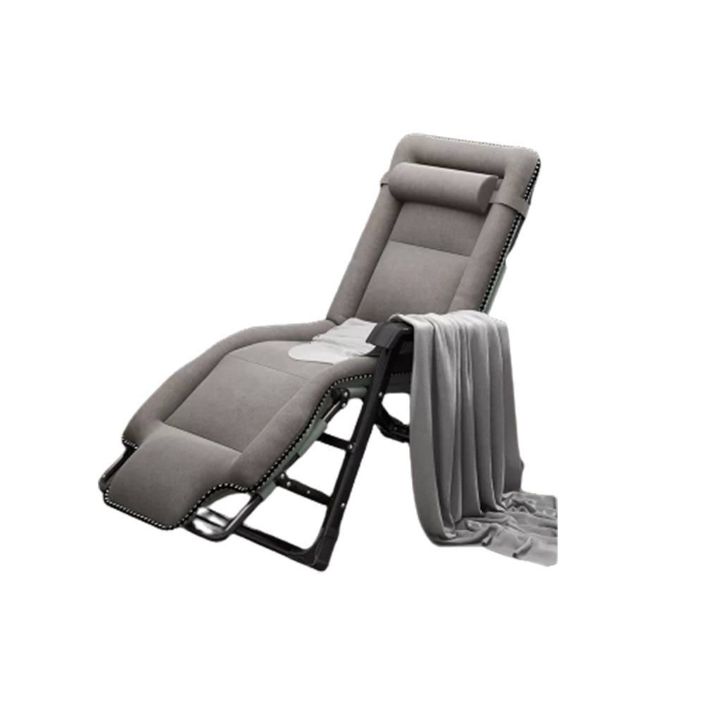 Ergonimic Recliner in Contemporary Black Metal Base with Tufted Back Recliner & Blanket & Crystal Velvet Cushion & Head Support Gray Clearhalo 'Chairs & Seating' 'furn' 'furn_recliners' 'Furniture' 'Living Room Furniture' 'Recliners' 7793144