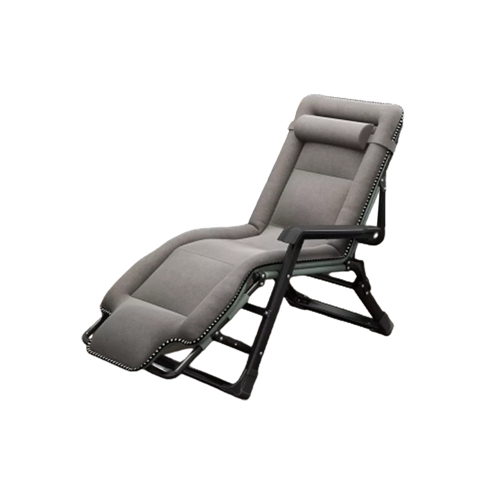 Ergonimic Recliner in Contemporary Black Metal Base with Tufted Back Recliner & Cushion & Head Support & Support Rod Gray Clearhalo 'Chairs & Seating' 'furn' 'furn_recliners' 'Furniture' 'Living Room Furniture' 'Recliners' 7793145