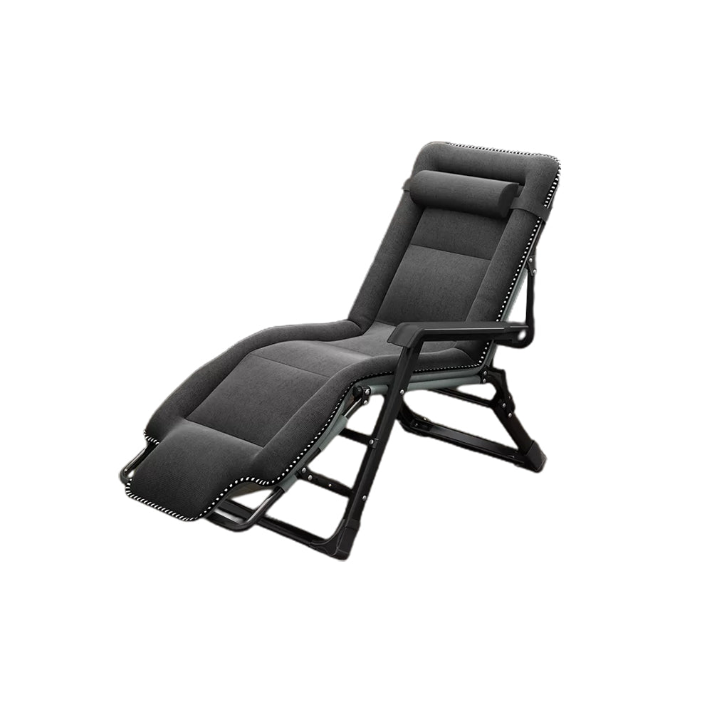 Ergonimic Recliner in Contemporary Black Metal Base with Tufted Back Recliner & Cushion & Head Support & Support Rod Dark Gray Clearhalo 'Chairs & Seating' 'furn' 'furn_recliners' 'Furniture' 'Living Room Furniture' 'Recliners' 7793146