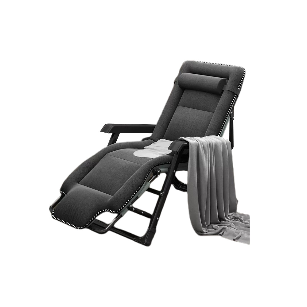 Ergonimic Recliner in Contemporary Black Metal Base with Tufted Back Recliner & Blanket & Cushion & Moved Head Support Dark Gray Clearhalo 'Chairs & Seating' 'furn' 'furn_recliners' 'Furniture' 'Living Room Furniture' 'Recliners' 7793149