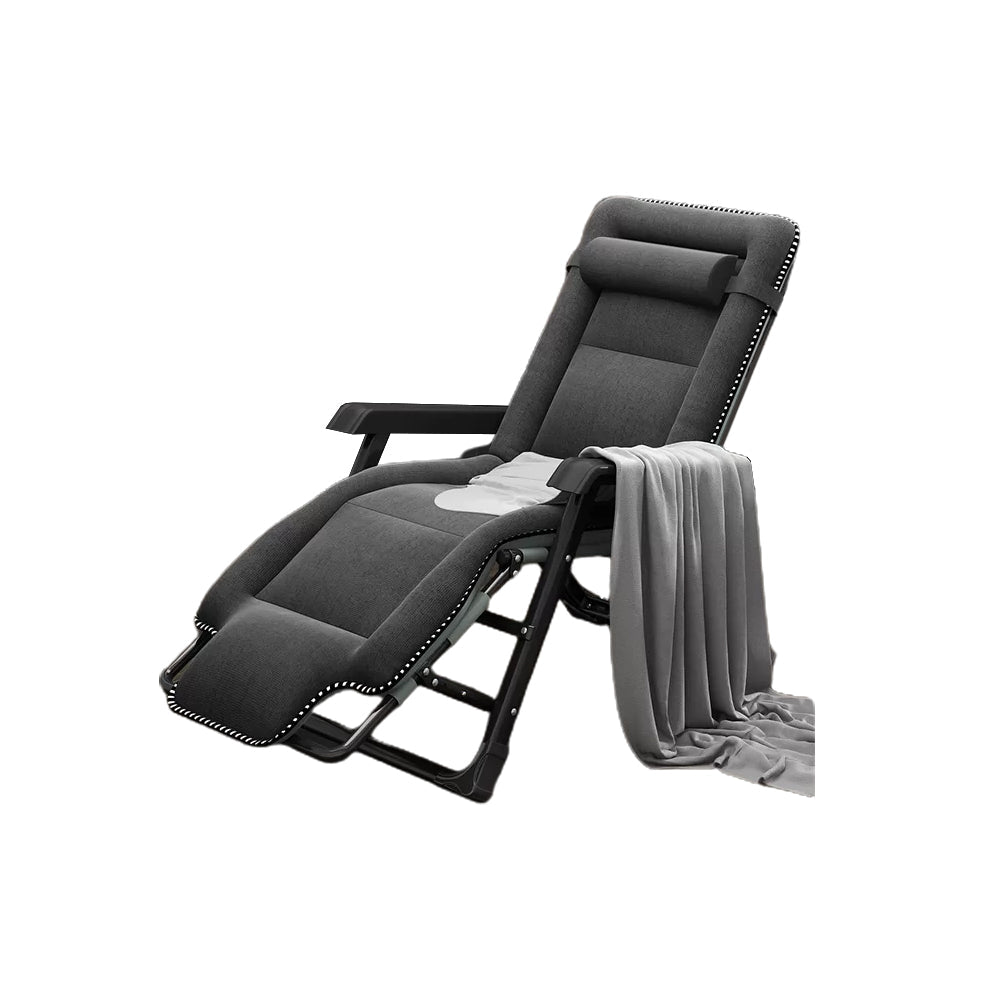 Ergonimic Recliner in Contemporary Black Metal Base with Tufted Back Recliner & Blanket & Crystal Velvet Cushion & Head Support Dark Gray Clearhalo 'Chairs & Seating' 'furn' 'furn_recliners' 'Furniture' 'Living Room Furniture' 'Recliners' 7793151