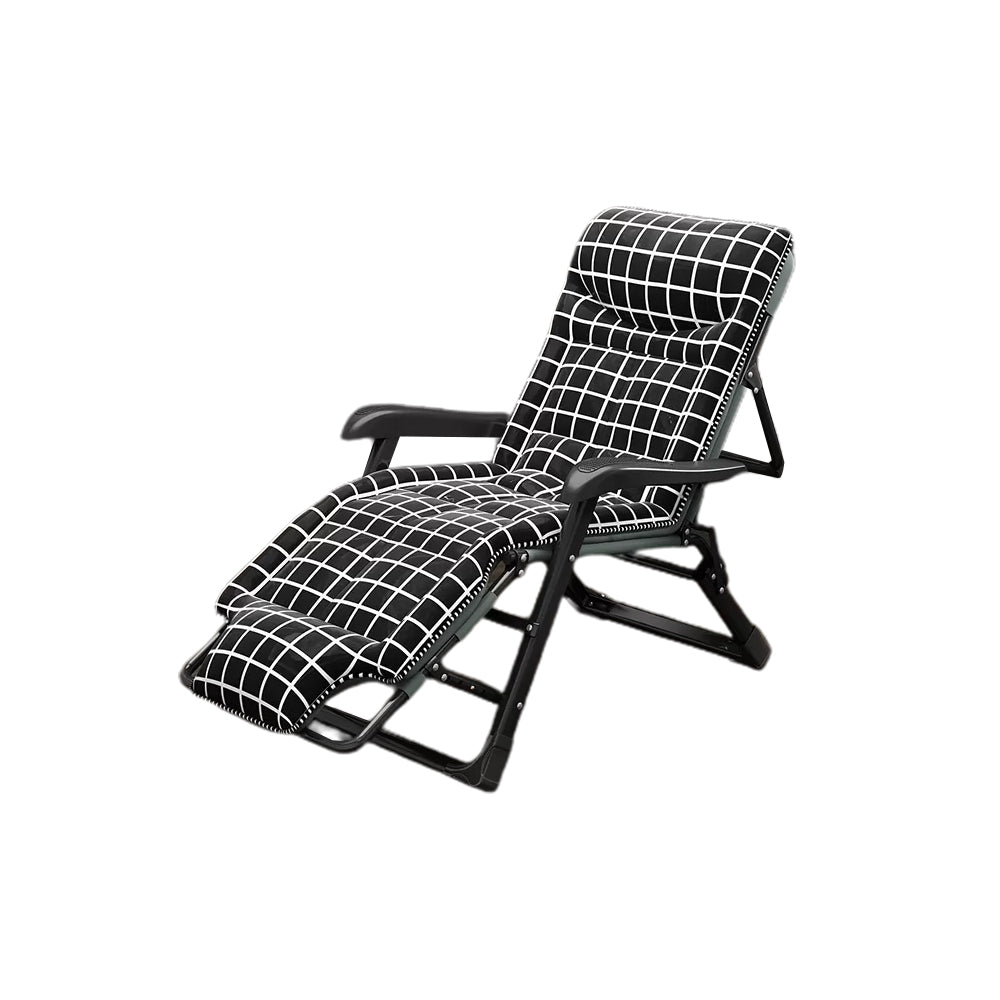 Ergonimic Recliner in Contemporary Black Metal Base with Tufted Back Recliner & Cushion & Head Support Black White Clearhalo 'Chairs & Seating' 'furn' 'furn_recliners' 'Furniture' 'Living Room Furniture' 'Recliners' 7793155