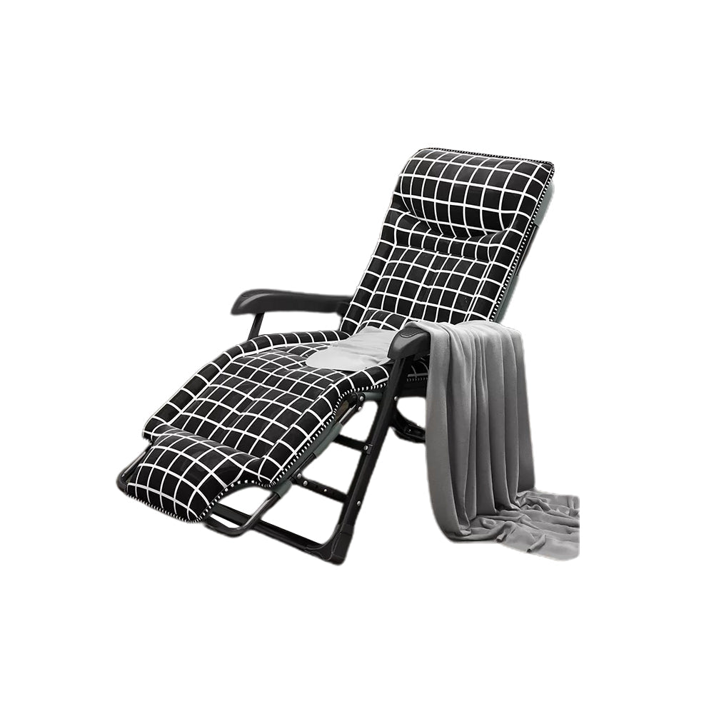 Ergonimic Recliner in Contemporary Black Metal Base with Tufted Back Recliner & Blanket & Cushion Black White Clearhalo 'Chairs & Seating' 'furn' 'furn_recliners' 'Furniture' 'Living Room Furniture' 'Recliners' 7793156