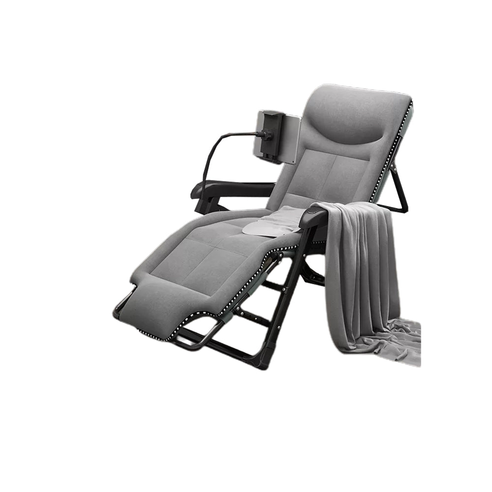 Ergonimic Recliner in Contemporary Black Metal Base with Tufted Back Recliner & Blanket & Head Support & Mobile Phone Holder Light Grey Clearhalo 'Chairs & Seating' 'furn' 'furn_recliners' 'Furniture' 'Living Room Furniture' 'Recliners' 7793157