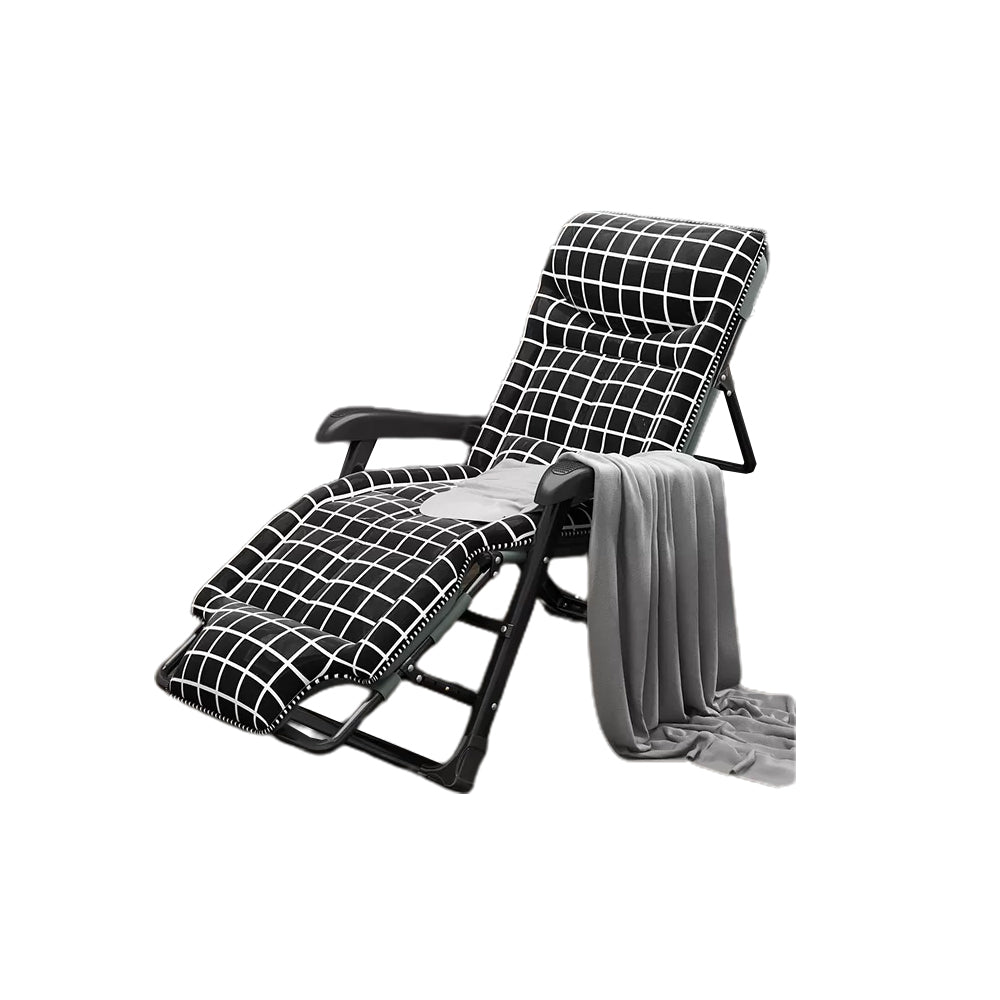 Ergonimic Recliner in Contemporary Black Metal Base with Tufted Back Recliner & Cushion & Fixed Head Restraint & Head Support Black White Clearhalo 'Chairs & Seating' 'furn' 'furn_recliners' 'Furniture' 'Living Room Furniture' 'Recliners' 7793160