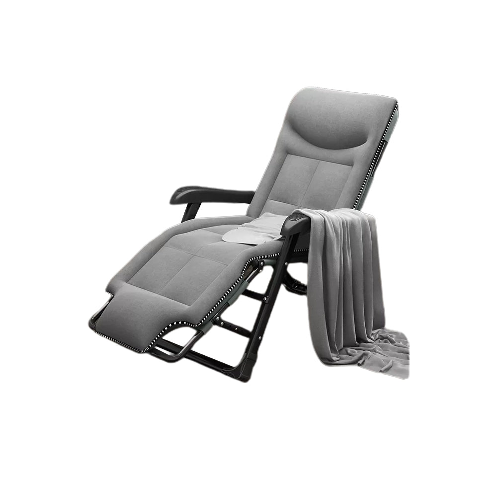 Ergonimic Recliner in Contemporary Black Metal Base with Tufted Back Recliner&Blanket&Support Rod &Cushion&Fixed Head Restraint Light Grey Clearhalo 'Chairs & Seating' 'furn' 'furn_recliners' 'Furniture' 'Living Room Furniture' 'Recliners' 7793161