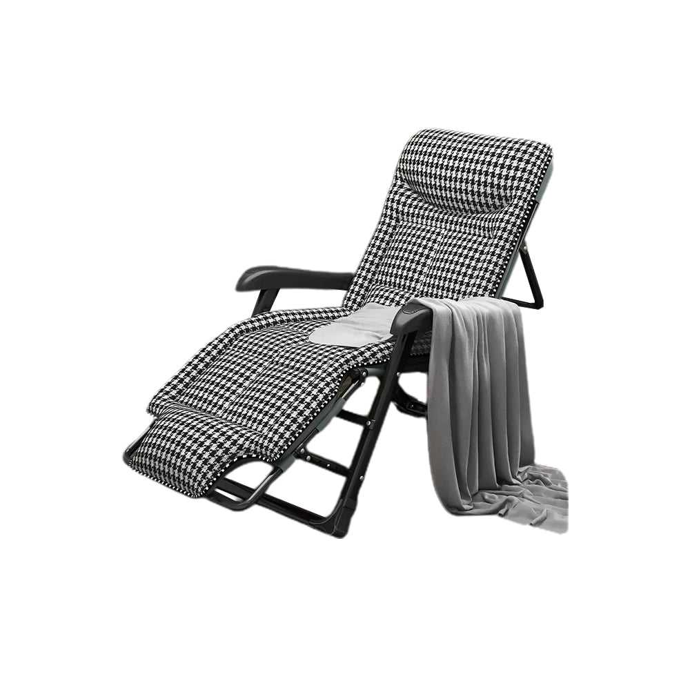 Ergonimic Recliner in Contemporary Black Metal Base with Tufted Back Recliner&Blanket&Support Rod &Head Surpport&Fixed Head Restraint Black Houndstooth Clearhalo 'Chairs & Seating' 'furn' 'furn_recliners' 'Furniture' 'Living Room Furniture' 'Recliners' 7793163