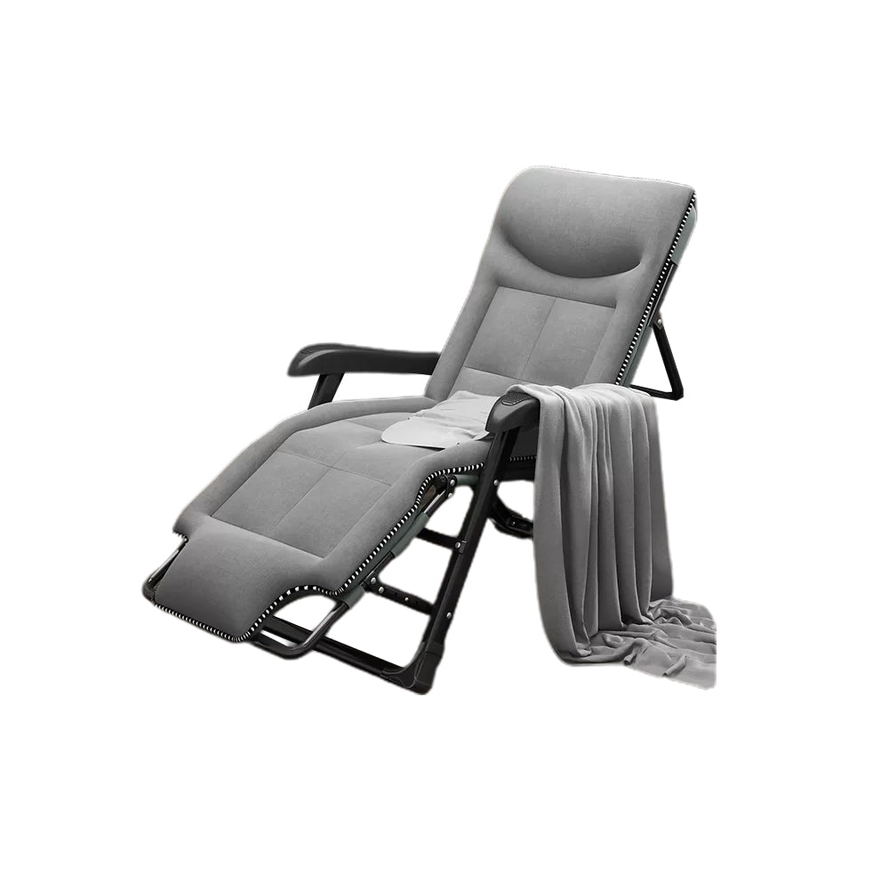 Ergonimic Recliner in Contemporary Black Metal Base with Tufted Back Recliner&Blanket&Cushion &Head Surpport&Fixed Head Restraint Light Grey Clearhalo 'Chairs & Seating' 'furn' 'furn_recliners' 'Furniture' 'Living Room Furniture' 'Recliners' 7793164