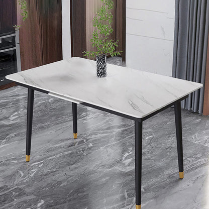 White Contemporary Rectangular and Round Easy Folding Dining Table Rectangle Clearhalo 'Dining Tables & Seating' 'Dining Tables' 'dining_table' 'furn' 'furn_dining_table' 'Furniture' 'Kitchen & Dining Furniture' 7793510