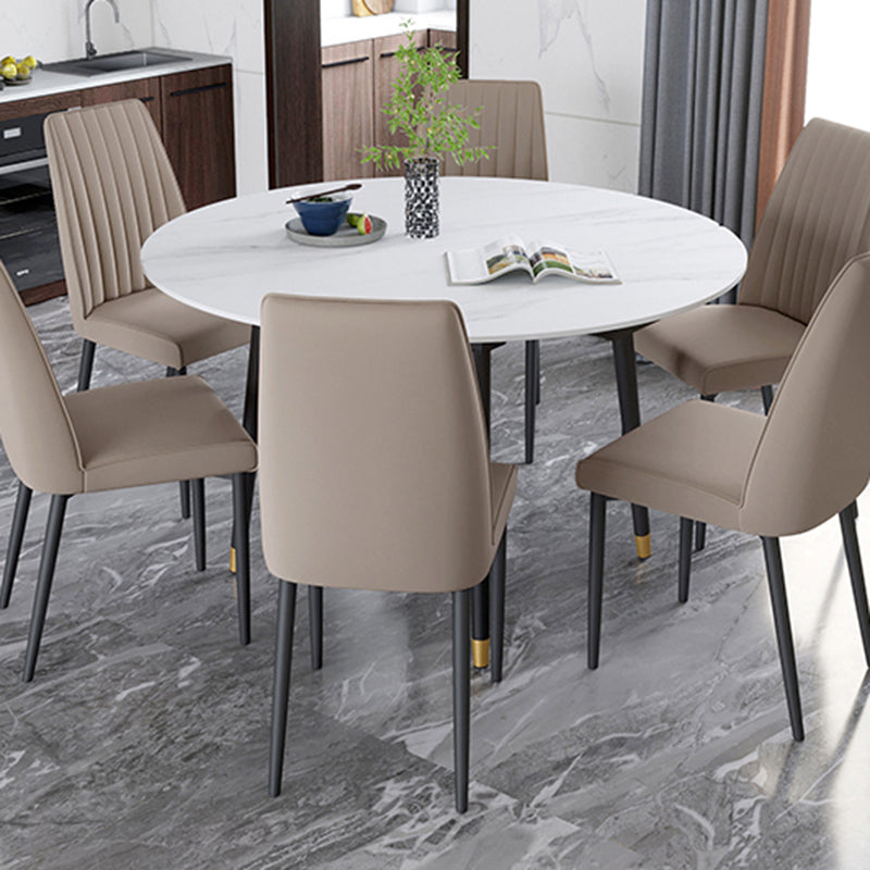 White Contemporary Rectangular and Round Easy Folding Dining Table Clearhalo 'Dining Tables & Seating' 'Dining Tables' 'dining_table' 'furn' 'furn_dining_table' 'Furniture' 'Kitchen & Dining Furniture' 7793511