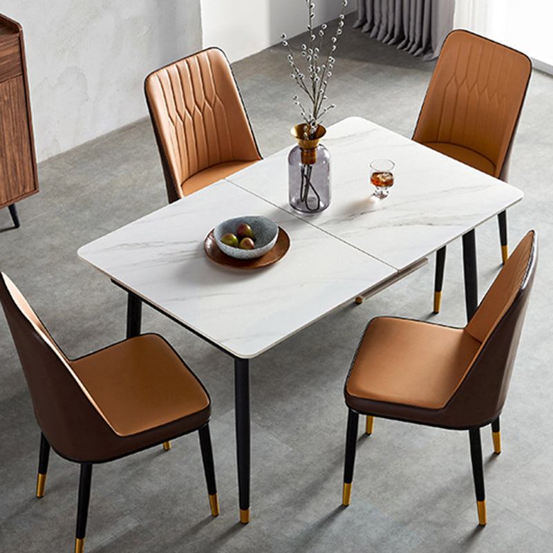White Contemporary Rectangular and Round Easy Folding Dining Table Clearhalo 'Dining Tables & Seating' 'Dining Tables' 'dining_table' 'furn' 'furn_dining_table' 'Furniture' 'Kitchen & Dining Furniture' 7793513