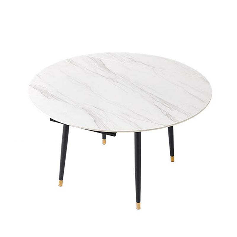 White Contemporary Rectangular and Round Easy Folding Dining Table Clearhalo 'Dining Tables & Seating' 'Dining Tables' 'dining_table' 'furn' 'furn_dining_table' 'Furniture' 'Kitchen & Dining Furniture' 7793514