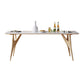 Modern Rectangular Stone Top White Dining Table with 4 Solid Wood Legs Natural Without Chairs Clearhalo 'Dining Tables & Seating' 'Dining Tables' 'dining_table' 'furn' 'furn_dining_table' 'Furniture' 'Kitchen & Dining Furniture' 7793523