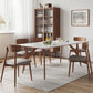 Modern Rectangular Stone Top White Dining Table with 4 Solid Wood Legs Clearhalo 'Dining Tables & Seating' 'Dining Tables' 'dining_table' 'furn' 'furn_dining_table' 'Furniture' 'Kitchen & Dining Furniture' 7793524