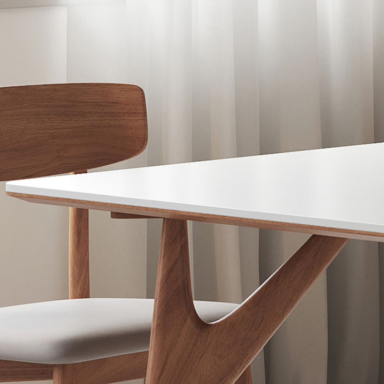Modern Rectangular Stone Top White Dining Table with 4 Solid Wood Legs Clearhalo 'Dining Tables & Seating' 'Dining Tables' 'dining_table' 'furn' 'furn_dining_table' 'Furniture' 'Kitchen & Dining Furniture' 7793526