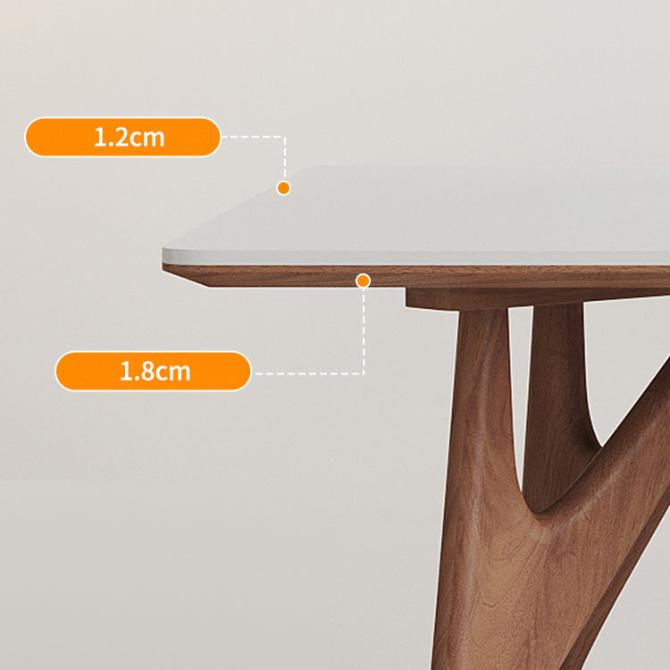 Modern Rectangular Stone Top White Dining Table with 4 Solid Wood Legs Clearhalo 'Dining Tables & Seating' 'Dining Tables' 'dining_table' 'furn' 'furn_dining_table' 'Furniture' 'Kitchen & Dining Furniture' 7793530