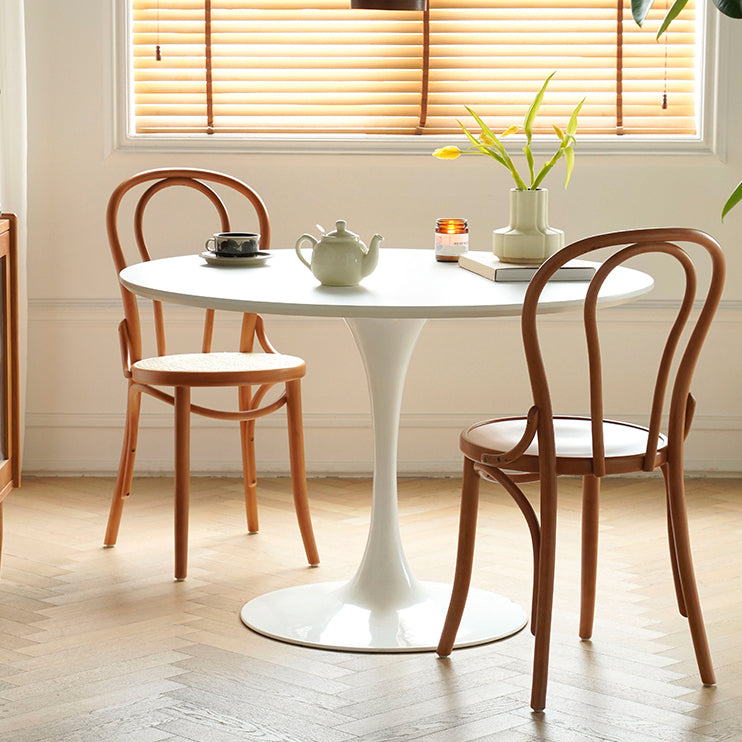 White Modern Round Stone Tabletop Dining Table with Tulip Base Clearhalo 'Dining Tables & Seating' 'Dining Tables' 'dining_table' 'furn' 'furn_dining_table' 'Furniture' 'Kitchen & Dining Furniture' 7793540