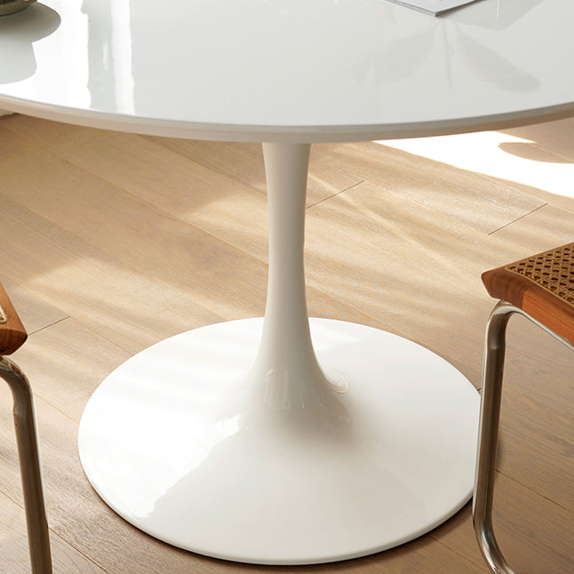 White Modern Round Stone Tabletop Dining Table with Tulip Base Clearhalo 'Dining Tables & Seating' 'Dining Tables' 'dining_table' 'furn' 'furn_dining_table' 'Furniture' 'Kitchen & Dining Furniture' 7793547