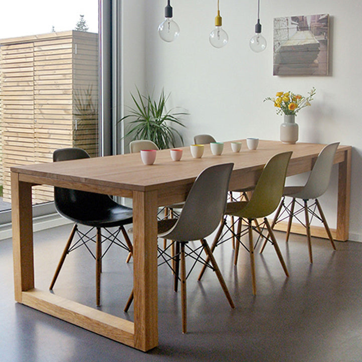 Modern Natural Pine Rectangular Top Dining Table with 4 Legs Clearhalo 'Dining Tables & Seating' 'Dining Tables' 'dining_table' 'furn' 'furn_dining_table' 'Furniture' 'Kitchen & Dining Furniture' 7793556