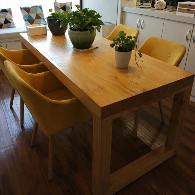 Modern Natural Pine Rectangular Top Dining Table with 4 Legs Clearhalo 'Dining Tables & Seating' 'Dining Tables' 'dining_table' 'furn' 'furn_dining_table' 'Furniture' 'Kitchen & Dining Furniture' 7793560